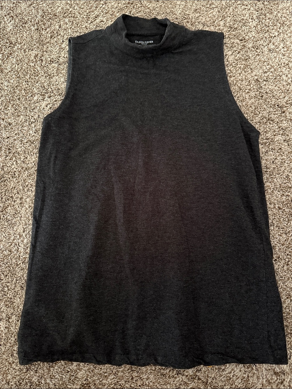 Eileen Fisher Gray Sleeveless Mock Neck Top Tencel Lyocell Petite Medium PM - Picture 1 of 4
